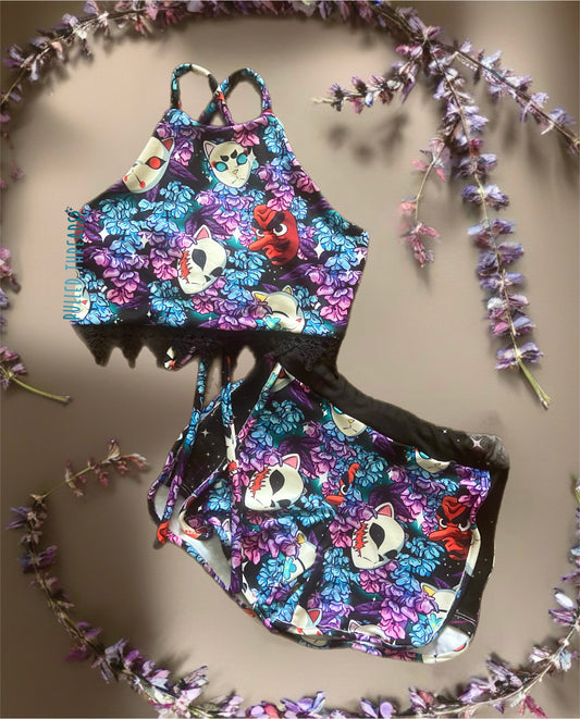 Floral Slayer Halter/sport short set